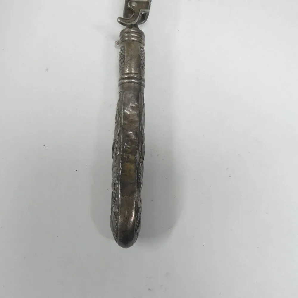 Meat Roast Carving Fork Repousse Floral Handle Vintage Silverplate
